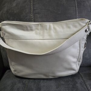 Cream Leather Shoulder Bag - Everyday Womens Handbag